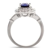 Lab-Created Blue & White Sapphire Oval Ring Sterling Silver