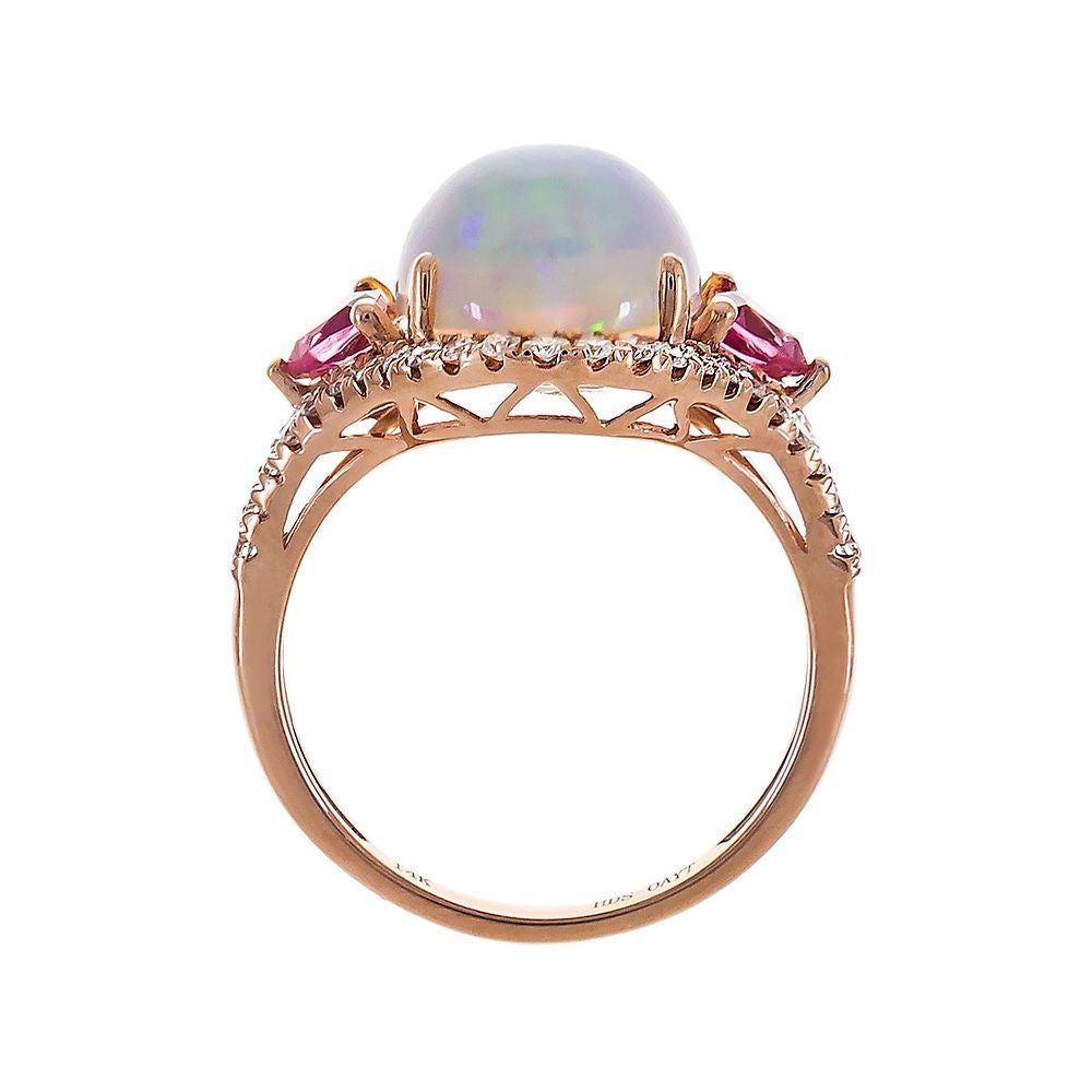 Ethiopian Opal, Pink Tourmaline & 3/8 ct. tw. Diamond Ring 14K Rose Gold