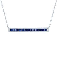 Sapphire Bar Necklace in 10K White Gold