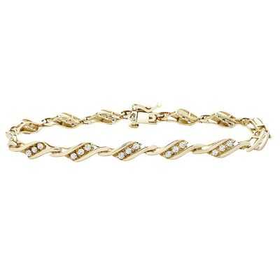 Diamond Bracelet with Bypass Links in 10K Gold (1 ct. tw
