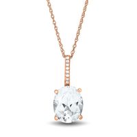Lab-Created White Sapphire Pendant in 10K Rose Gold