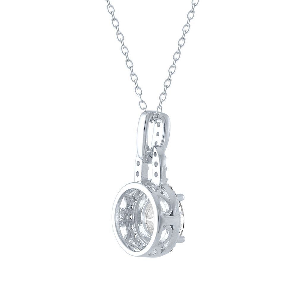 Lab-Created White Sapphire Halo Pendant in Sterling Silver
