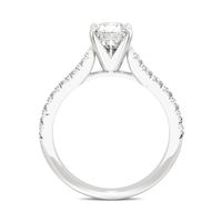 Oval Moissanite Ring with Pave Band 14K White Gold (1 3/4 ct. tw.)