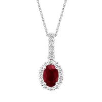 Ruby & 1/5 ct. tw. Diamond Pendant in 10K White Gold