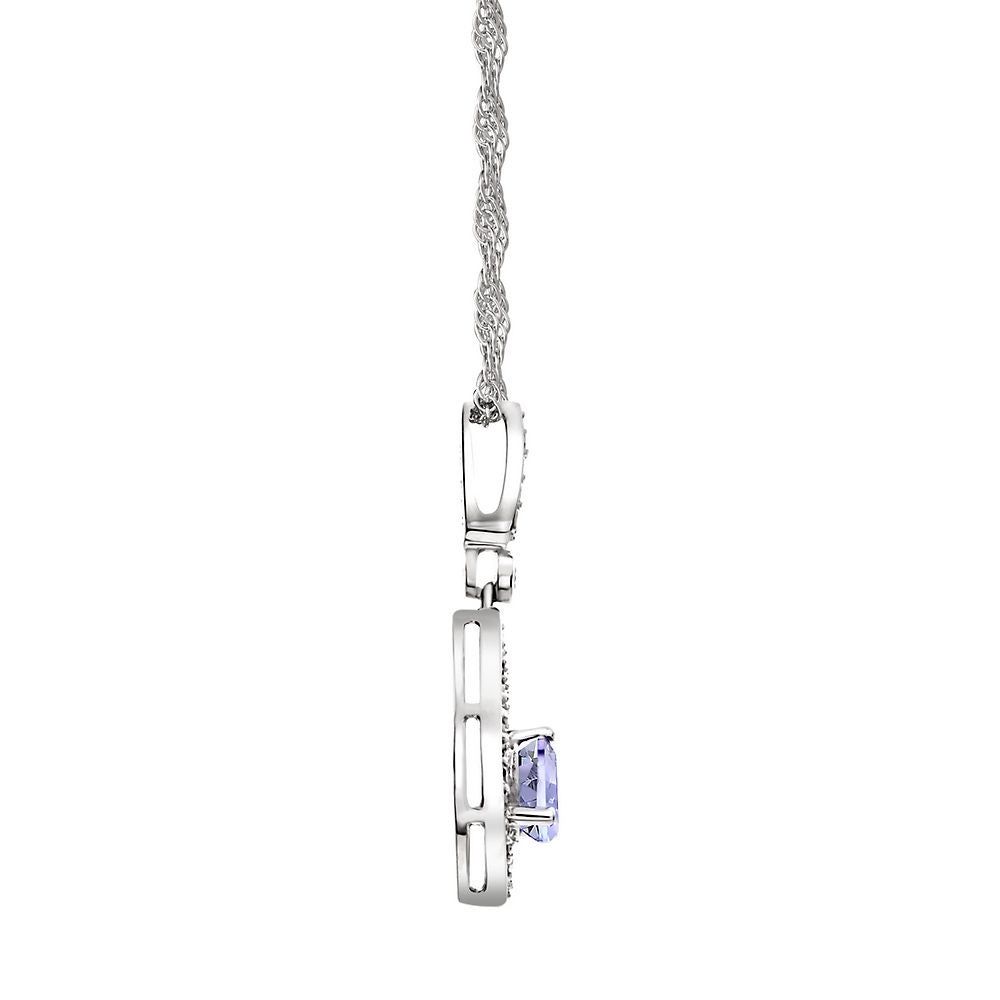 Tanzanite & 1/7 ct. tw. Diamond Pendant in 10K White Gold