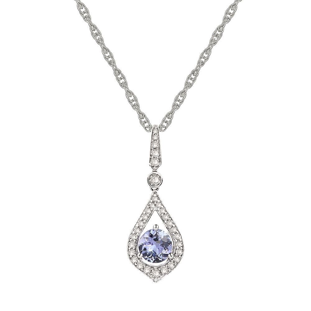 Tanzanite & 1/7 ct. tw. Diamond Pendant in 10K White Gold