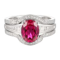 Lab-Created Ruby & White Sapphire Ring Set Sterling Silver