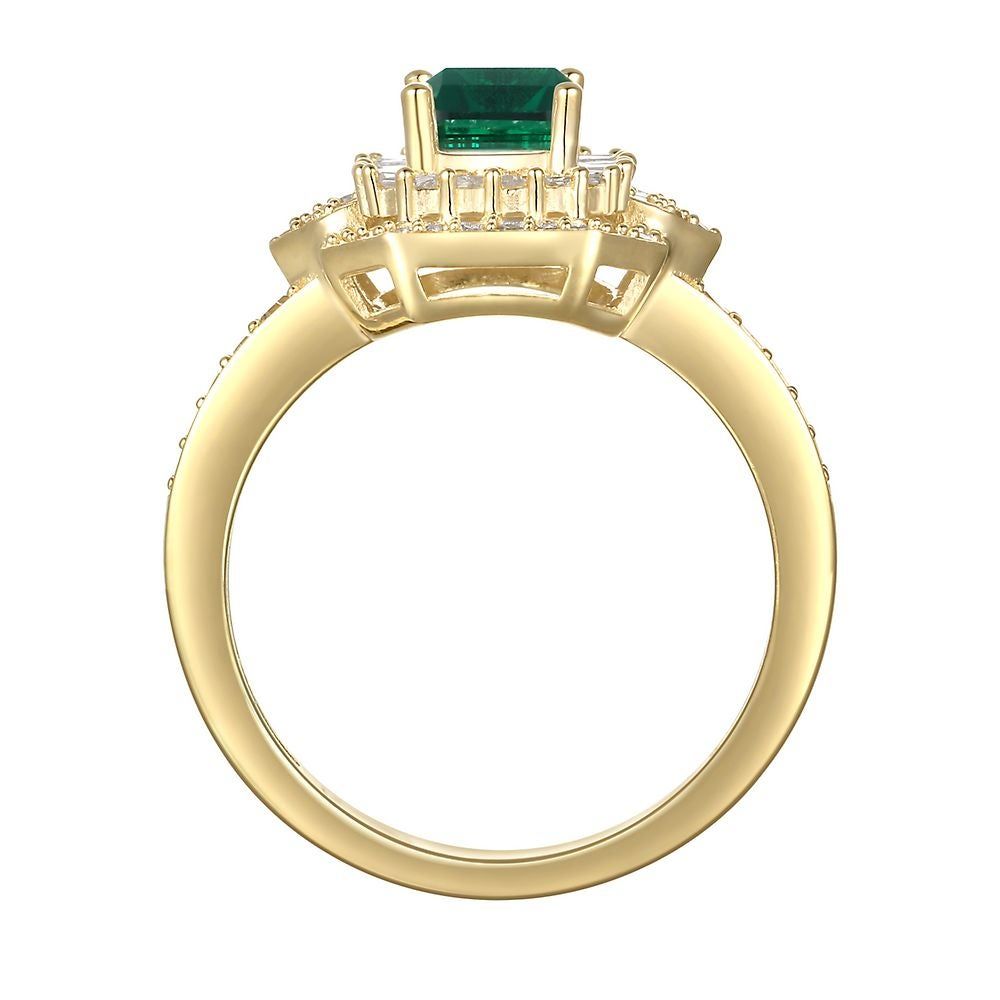 Emerald & 3/8 ct. tw. Diamond Ring 10K Yellow Gold
