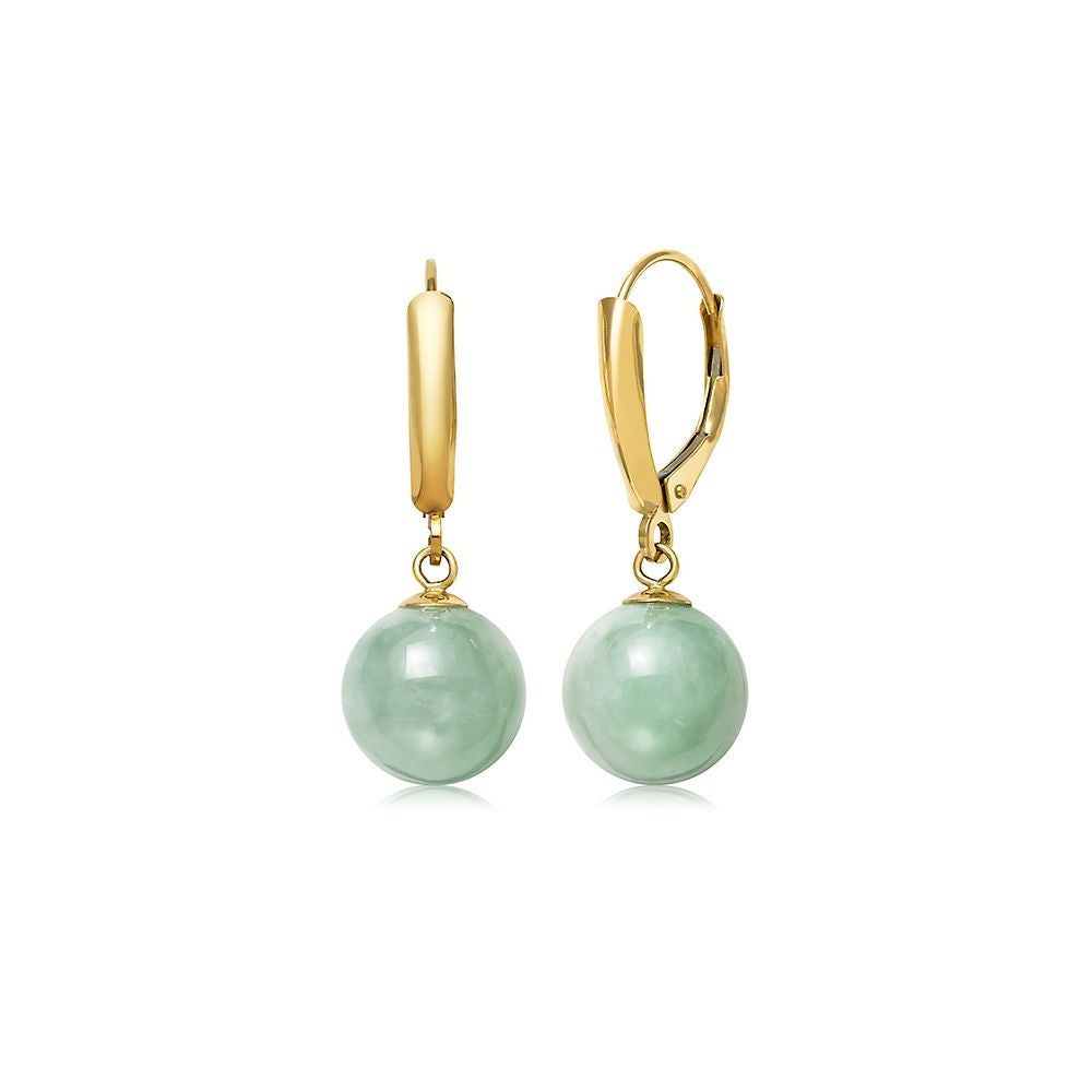 Jade Drop Earrings in 14K Yellow Gold