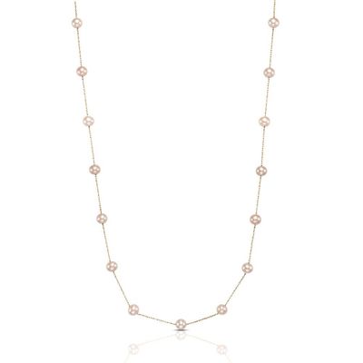 Pink Freshwater Cultured Pearl Tincup Necklace in 14K Rose Gold