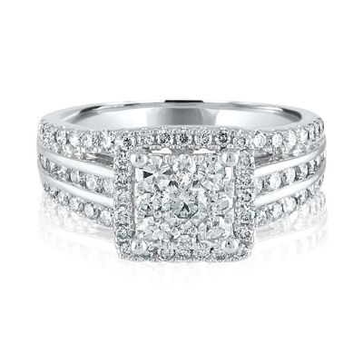 1 1/2 ct. tw. Multi-Diamond Engagement Ring 14K White Gold