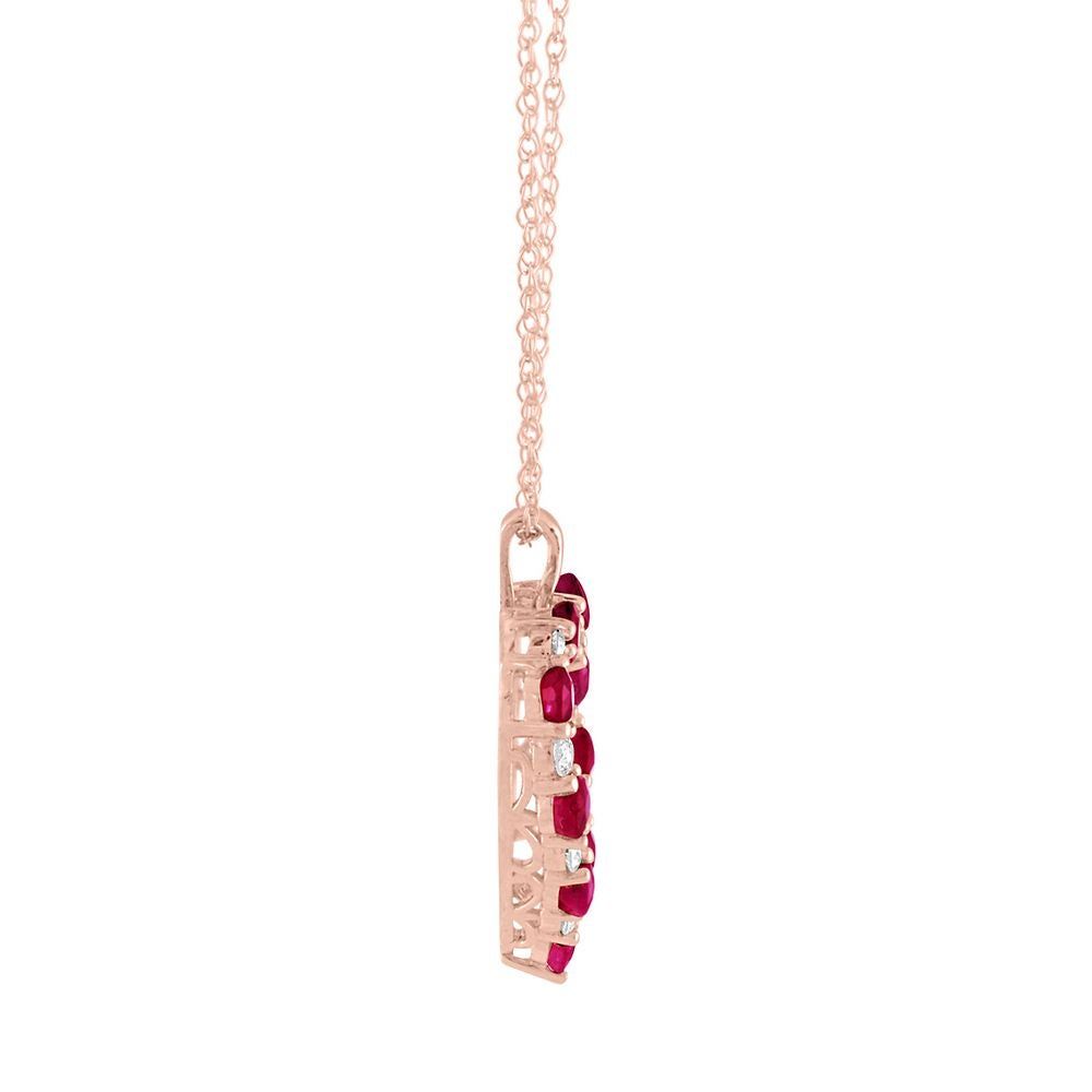 Ruby & 1/5 ct. tw. Diamond Heart Pendant in 10K Rose Gold