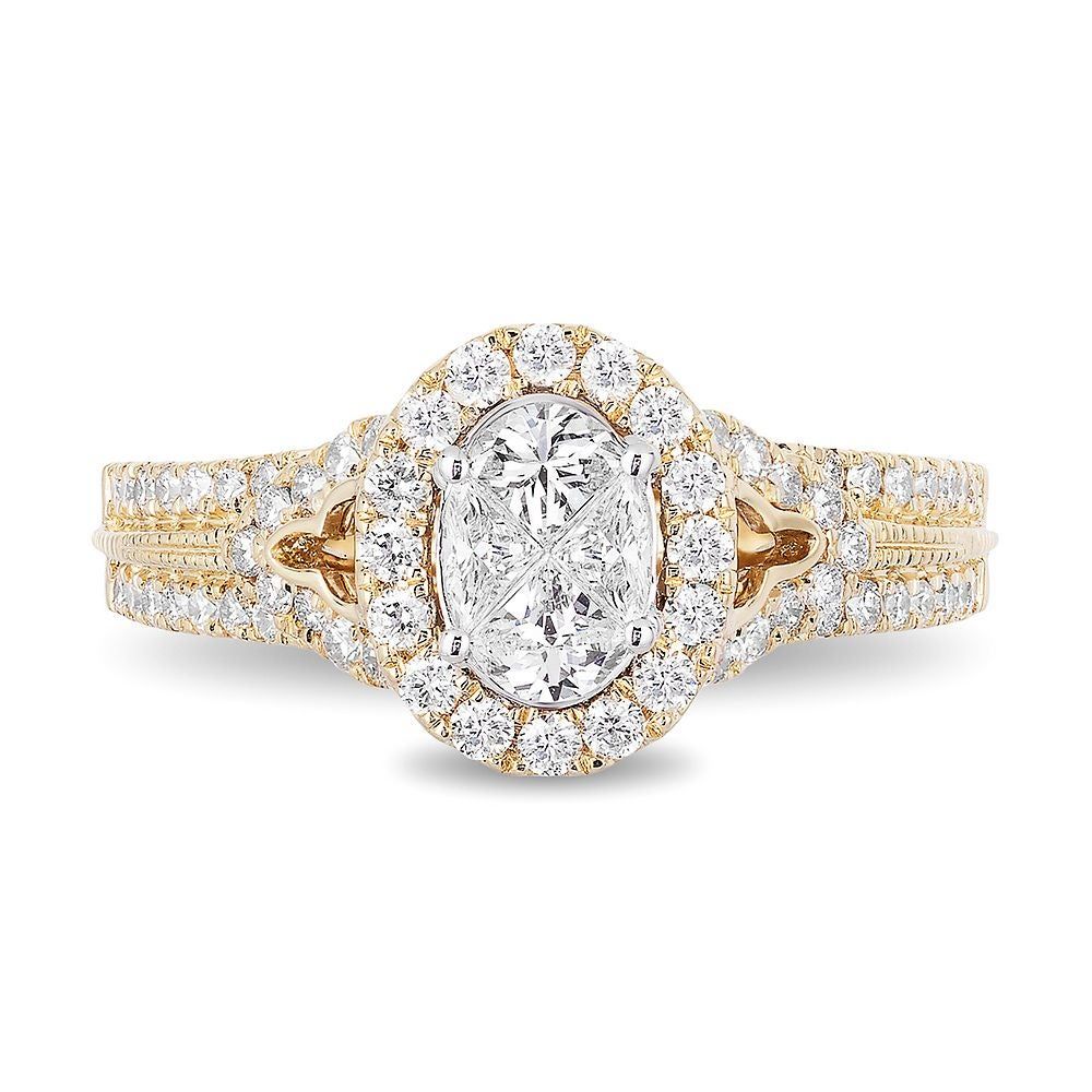 Enchanted Disney Jasmine 1 ct. tw. Multi-Diamond Engagement Ring 14K Yellow Gold