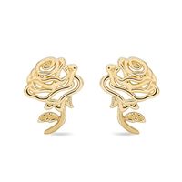 Disney's Belle Rose Stud Earrings in 14K Yellow Gold