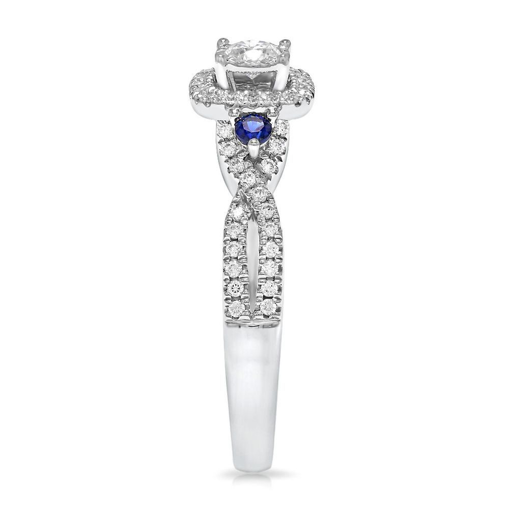1 ct. tw. Diamond & Sapphire Engagement Ring 10K White Gold