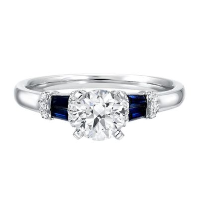 ct. tw. Diamond & Sapphire Engagement Ring 14K White Gold