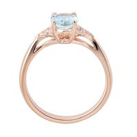 Aquamarine & Diamond Ring 10K Rose Gold