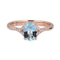 Aquamarine & Diamond Ring 10K Rose Gold