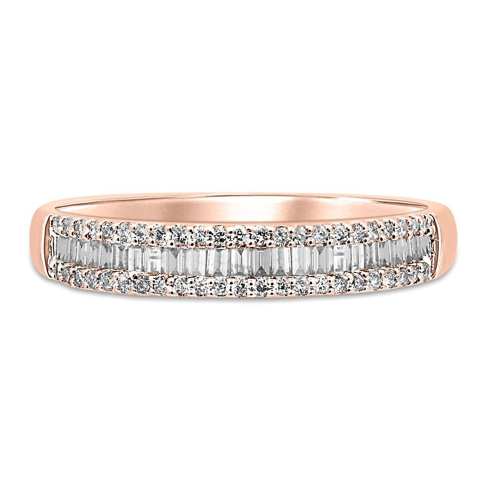 Baguette & Pave Diamond Wedding Band 10K Rose Gold (1/4 ct. tw.)