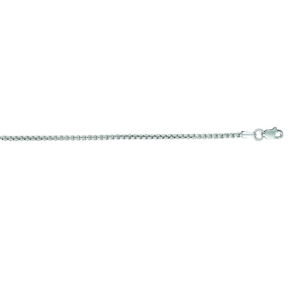 Round Box Chain in 14K White Gold, 22"