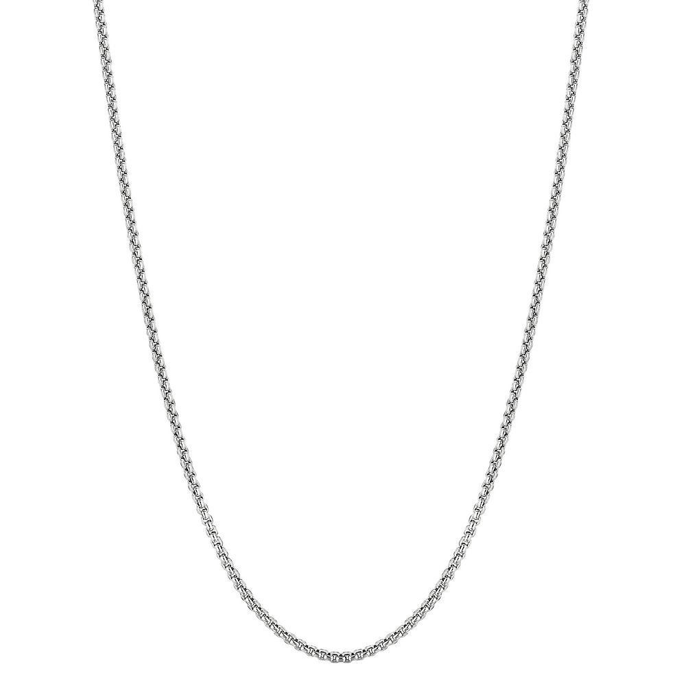 Round Box Chain in 14K White Gold, 22"