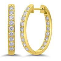 1 1/2 ct. tw. Diamond Hoop Earrings in 14K Yellow Gold