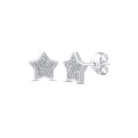 1/10 ct. tw. Diamond Star Earrings in 10K White Gold