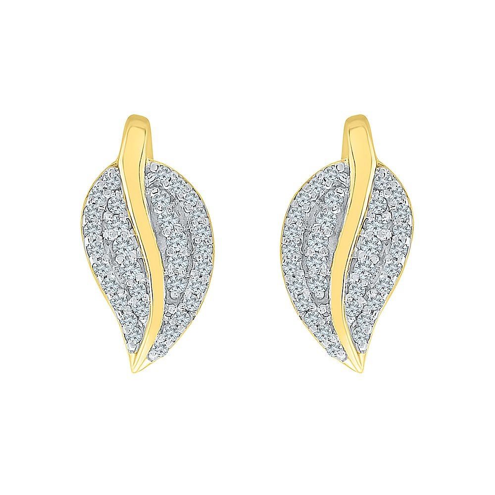 1/5 ct. tw. Diamond Leaf Earrings in 10K Yellow Gold