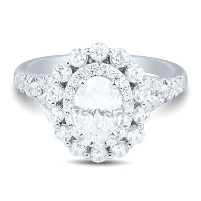 lab grown diamond double-halo engagement ring 14k white gold (2 ct. tw.)