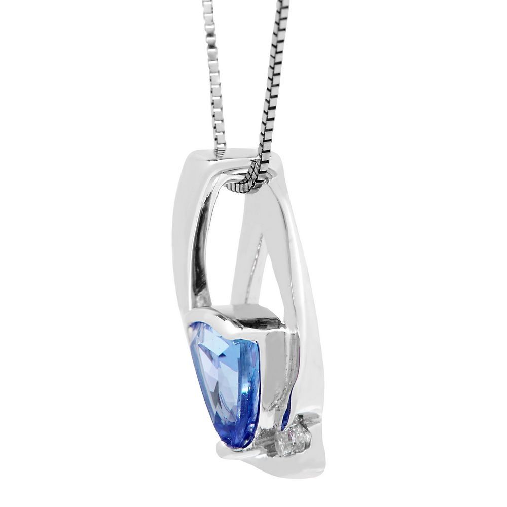 Tanzanite Triangle Pendant with Diamond Accents in Sterling Silver