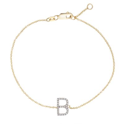 1/10 ct. tw. Diamond "B" Initial Bracelet in 10K Yellow Gold