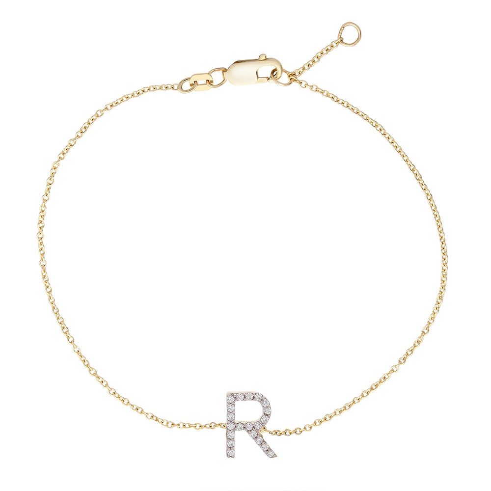 1/10 ct. tw. Diamond R Bracelet in 10K Yellow Gold