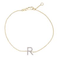 1/10 ct. tw. Diamond R Bracelet in 10K Yellow Gold