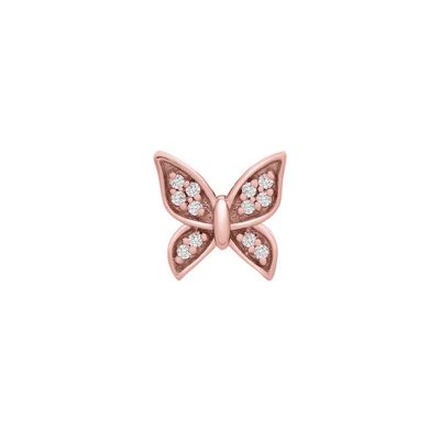 Single Stud Earring Butterfly with Diamond Accents in 10K Gold