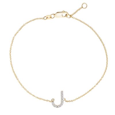 1/10 ct. tw. Diamond J Bracelet in 10K Yellow Gold