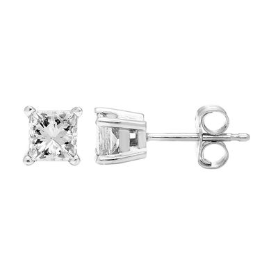 Princess-Cut Diamond Stud Earrings in 14K White Gold (1/ ct. tw
