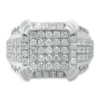 Menâs Diamond Cluster Wedding Band 10K White Gold (2 1/4 ct. tw.)