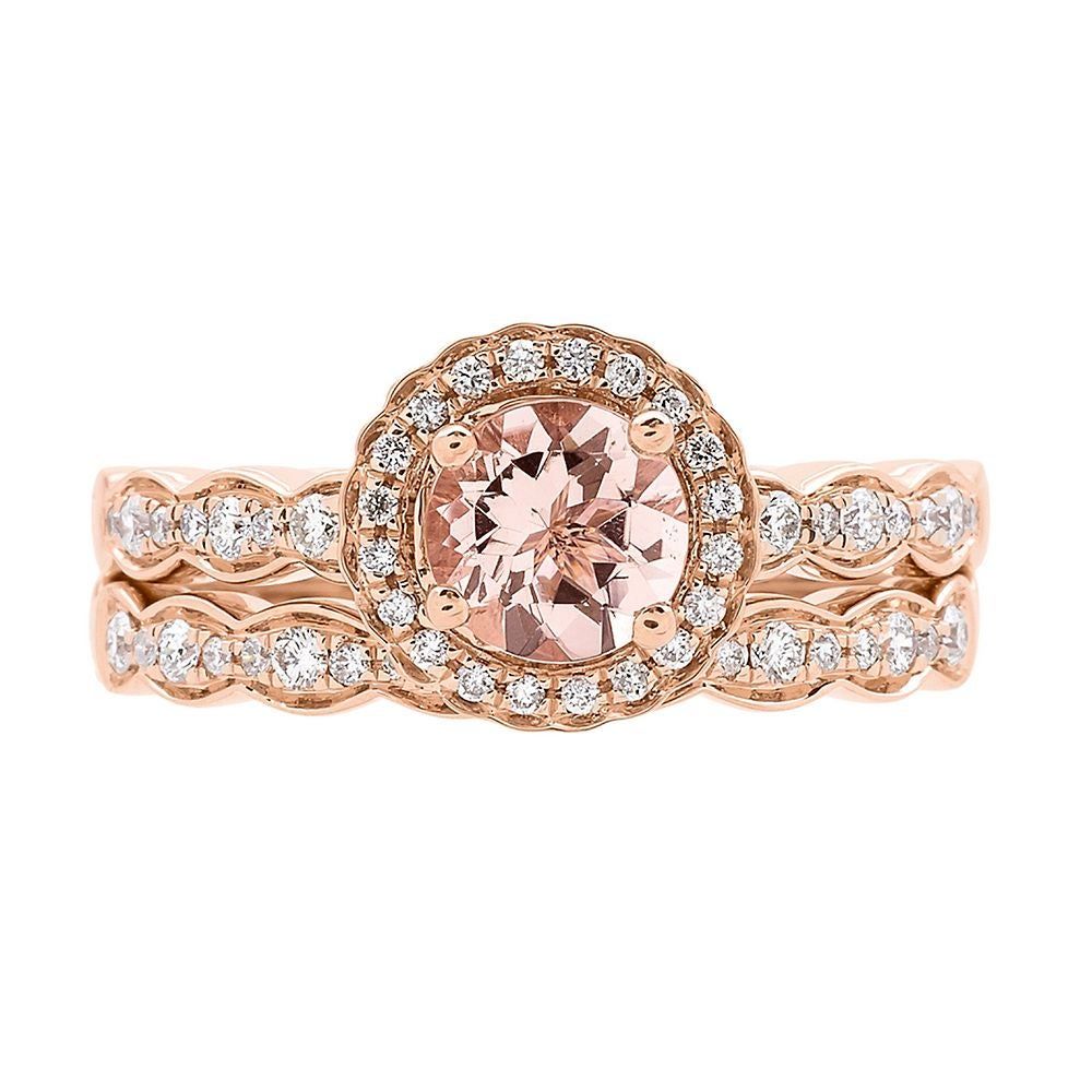 Morganite Ring Set with Diamonds 14K Rose Gold (1/3 ct. tw.)