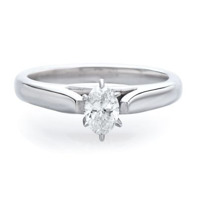 Oval Diamond Solitaire Engagement Ring with Tapered Band 14K White Gold (1/2 ct. tw.)
