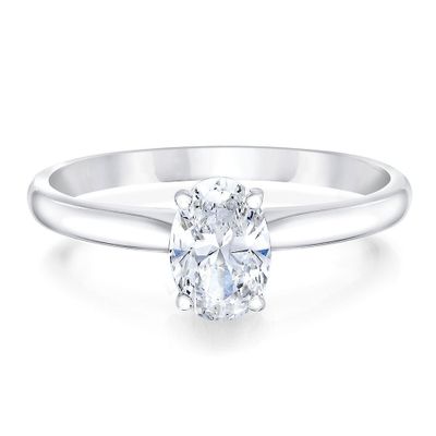 Oval Solitaire Diamond Engagement Ring 14K White Gold (3/4 ct.)