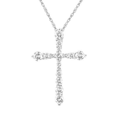 Diamond Cross Pendant in 10K White Gold