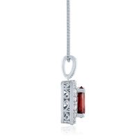 Oval Garnet & Lab-Created White Sapphire Pendant in Sterling Silver