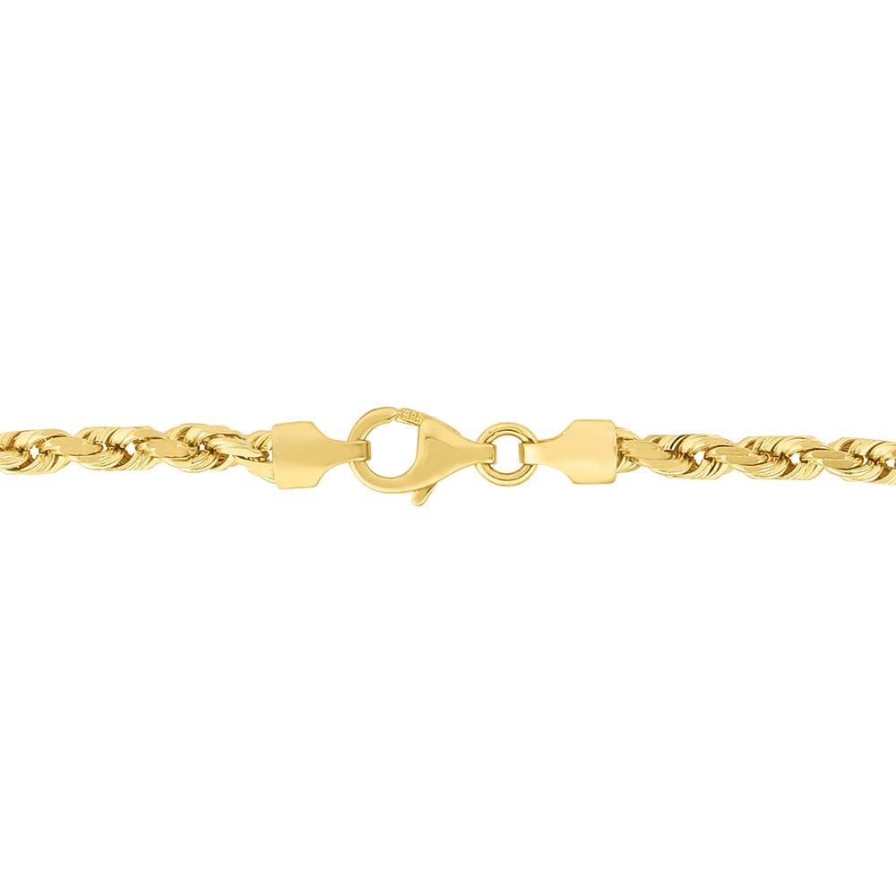 Men's Diamond Cut Rope Chain in 14K Yellow Gold, 22"