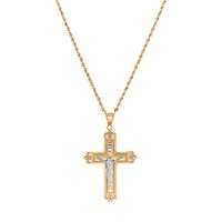 Crucifix Pendant in 14K White & Yellow Gold