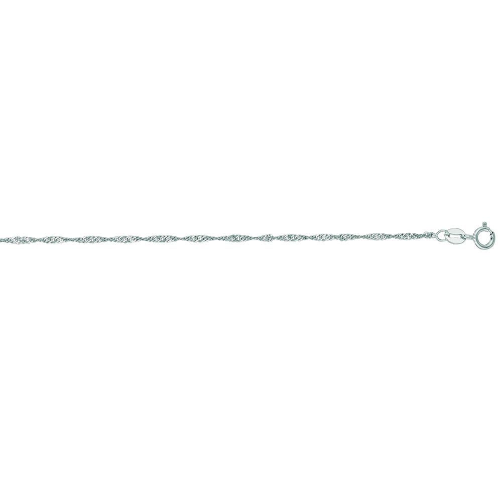 Ankle Bracelet with Singapore Chain in 14K White Gold, 10â