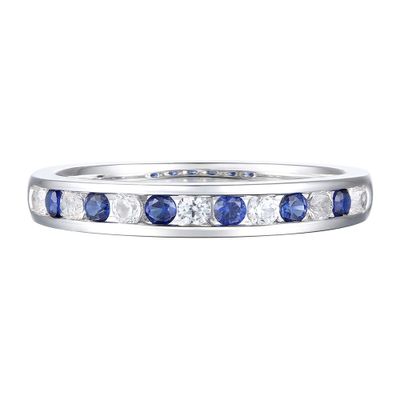 Blue Sapphire  Ring with Diamonds 14K White Gold (1/5 ct. tw.)
