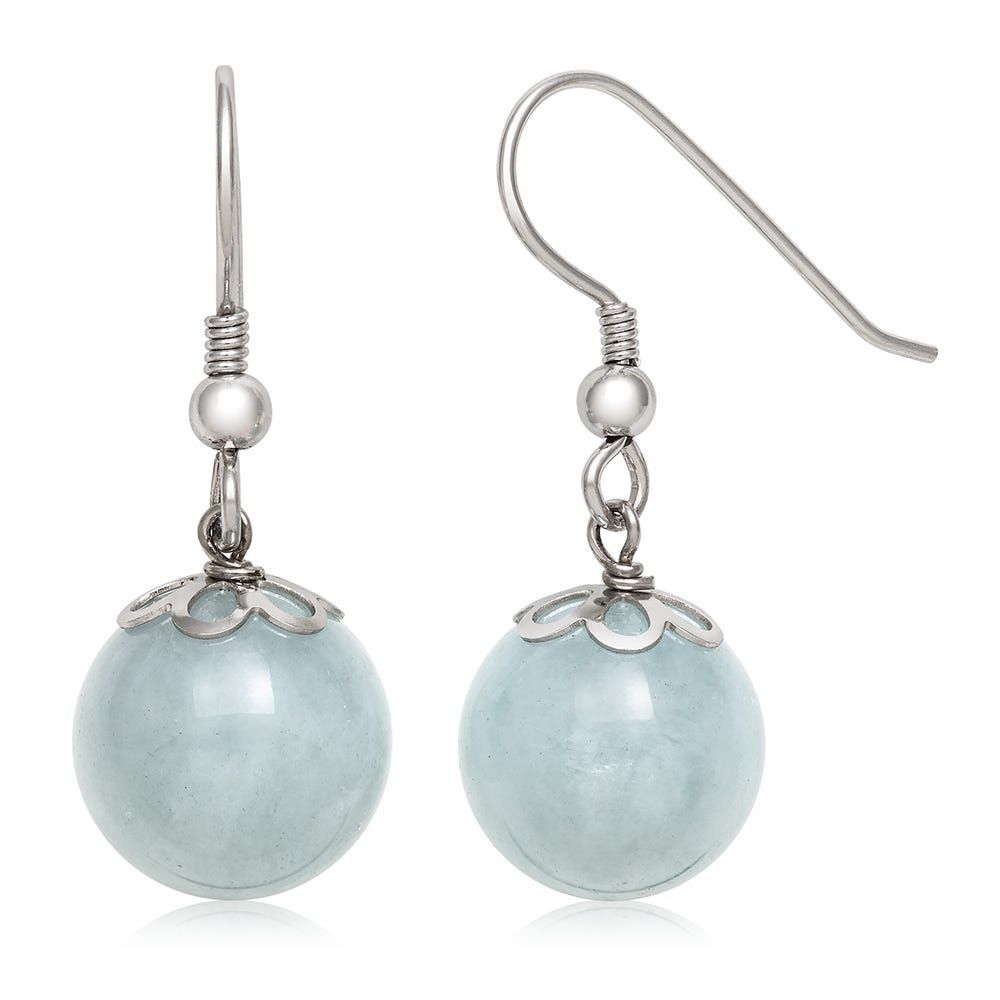 Aquamarine Wire Earrings in Sterling Silver