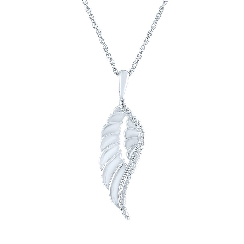 Diamond Accent Angel Wing Pendant in Sterling Silver