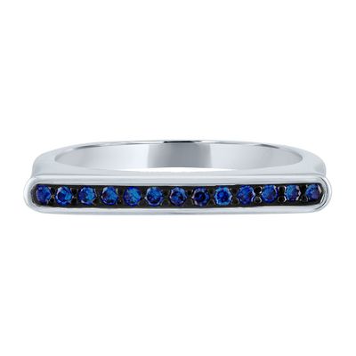 Blue Diamond Bar Ring Sterling Silver (1/8 ct. tw.)
