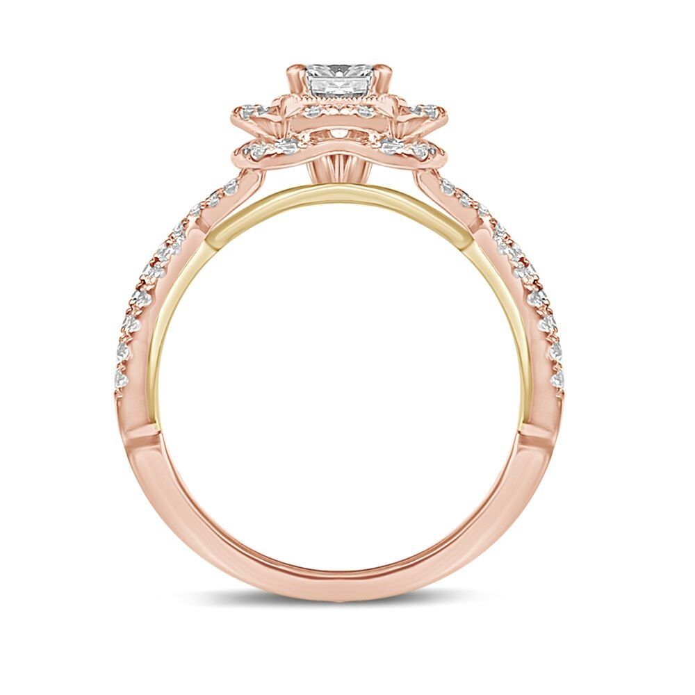 Truly Zac Posen™ 7/8 ct. tw. Diamond Halo Engagement Ring 14K Rose & Yellow Gold